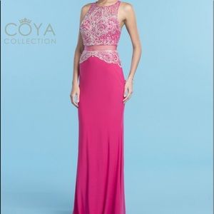 COYA COLLECTION BEADED FORMAL GOWN - L - Fuchsia